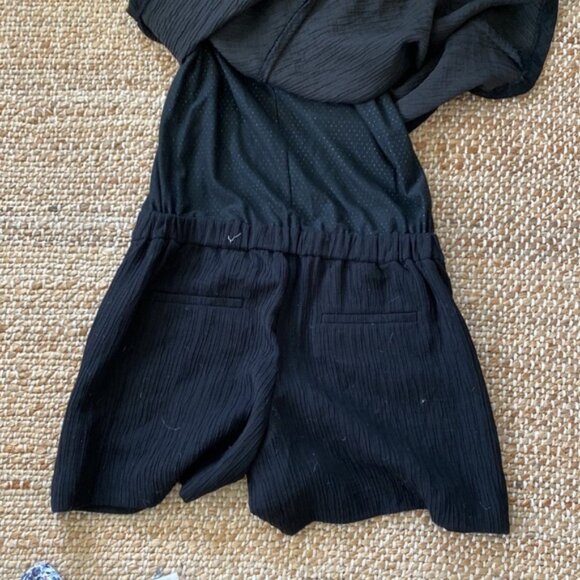 Elevenses(Anthropologie) Black Plisse Romper - Picture 5 of 5